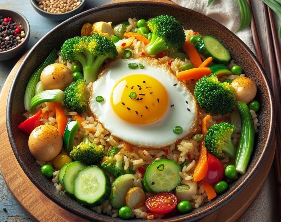 13. Egg fried rice with vegetables