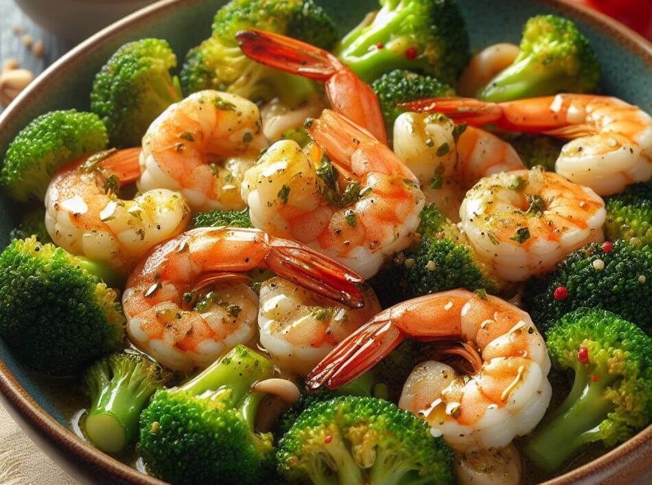Garlic butter shrimp and broccoli. quick and easy dinner idea
