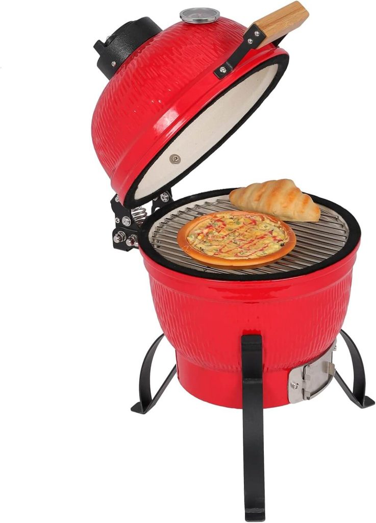 Outvita Ceramic Grill, 13" Round Kamado Charcoal Grill